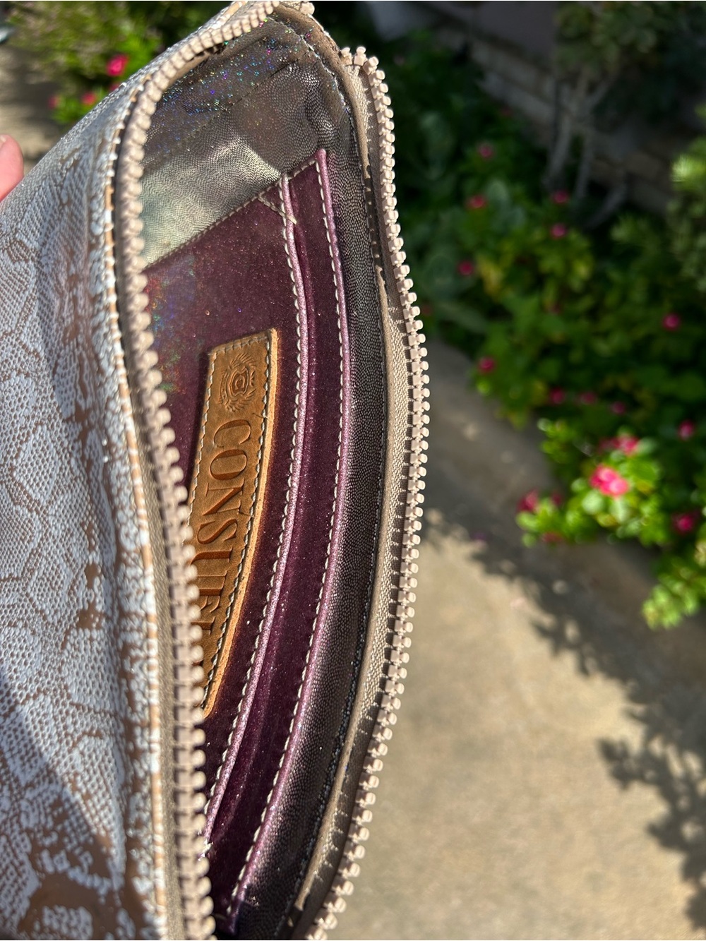 Consuela White and Light Brown Snake-Print Crossbody with Multicolor Strap (146) - Picture 9 of 11